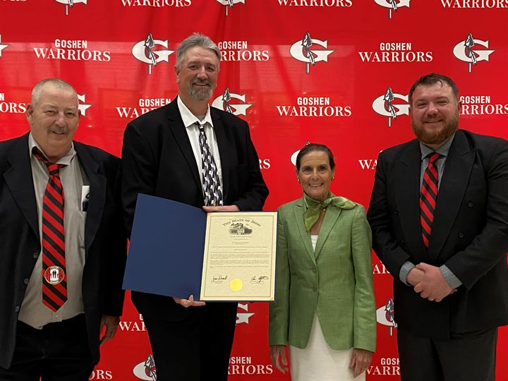 A proclamation is presented to American Regulators in Goshen
